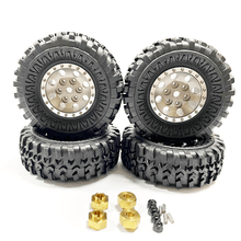 Load image into Gallery viewer, Muddin&#39; Tires 55mm Mounted on 1.0&quot; 8 Hole Wheels, Aluminum, fits Tetra 1/18, 1/24 4x4, 6x6(2pcs)
