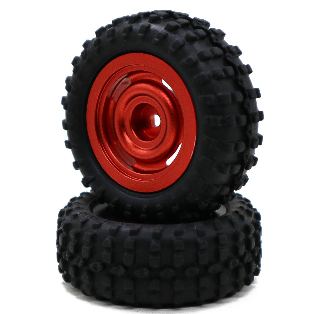 Classico 4 Aluminum Wheels, Red w/51mm Muddin Tires fits Tetra 1/18 (2pcs)