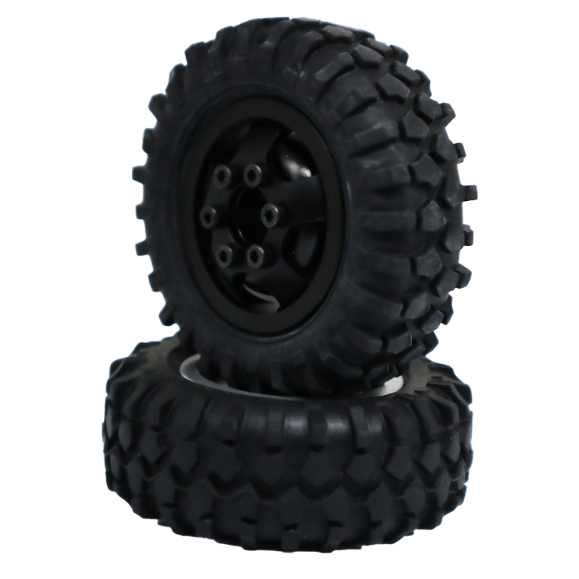 5.0 Aluminum Wheels, w/55mm Muddin' Tires fits Tetra 1/18 (2pcs)