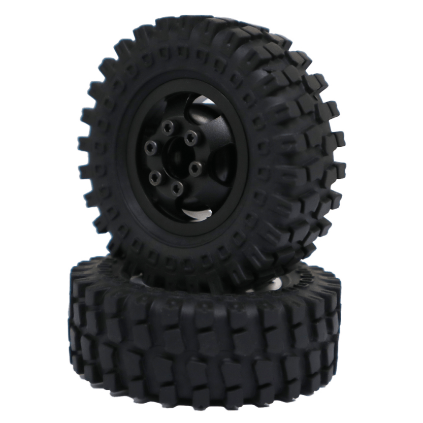 5.0 Aluminum Wheels, w/60mm Muddin' Tires fits Tetra 1/18 (2pcs)
