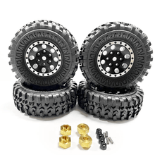Load image into Gallery viewer, Muddin&#39; Tires 55mm Mounted on 1.0&quot; 8 Hole Wheels, Aluminum, fits Tetra 1/18, 1/24 4x4, 6x6(2pcs)
