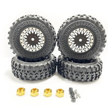 Load image into Gallery viewer, Muddin&#39; Tires 55mm Mounted on 1.0&quot; Web Wheels, Aluminum, fits Tetra 1/18, 1/24 4x4, 6x6(2pcs)
