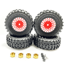 Load image into Gallery viewer, Muddin&#39; Tires 55mm Mounted on 1.0&quot; Web Wheels, Aluminum, fits Tetra 1/18, 1/24 4x4, 6x6(2pcs)
